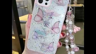 Glitter Epoxy Case for iPhone 12/11 pro XS MAX Bracelet Phone XR X Butterfly 8/7plus Girl Gift