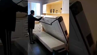 Amazing Horizontal Murphy bed with sofa  #cama #invisible #wall #foshan_murphy