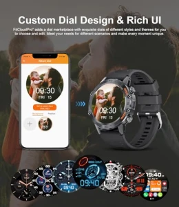 Military Smart Watch for Men with 100 Sports Modes, 5ATM Waterproof, Heart Rate, SpO2, Blood Pressure Monitoring — Smart Watch, SUNKTA