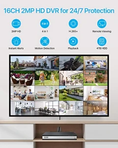 H.265+ 1080p 16 Channel Home Security Camera System with AI Human Vehicle Detect — Security Camera, ZOSI