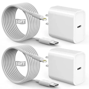 Fast iPhone Charger 2-Pack with 10FT Lightning Cable, GOOD EVER TRADING LTD