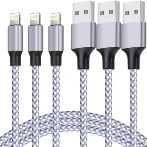 MFi Certified Lightning Cable 3PACK 6FT Nylon Braided USB Charging Cable, TAKAGI