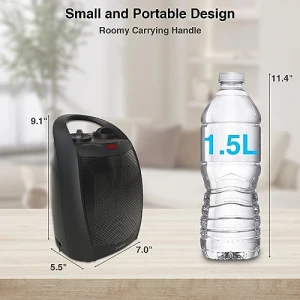 Portable Ceramic Space Heater with Fan - 1500W, 200 Sq Ft Coverage, Lutntc