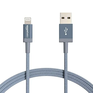 Durable 2-Pack USB-A to Lightning Charger Cable, Nylon Braided, MFi Certified, Amazon Basics