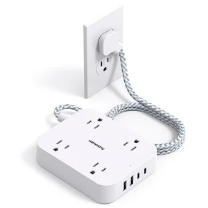 5ft Power Strip with 4 USB Ports (2 USB C) and 4 Outlets, HANYCONY
