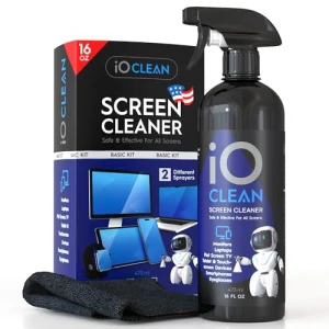 Screen Cleaner Spray Kit for Electronics - 16oz with Microfiber Cloth, iO CLEAN
