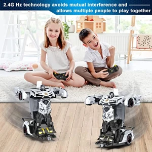 Remote Control Car Transform Toys Robot with Flashing Light, FDJ