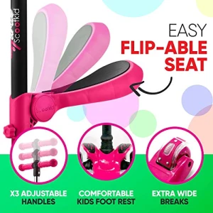 3-Wheeled Scooter for Kids with LED Lights and Foldable Seat, Hurtle