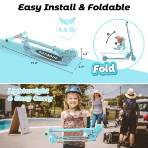 Foldable Kick Scooter with Light Up Wheels, Feblomst