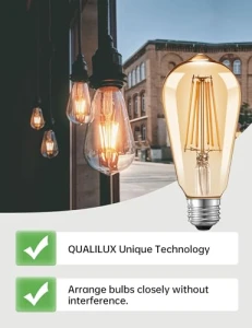 Vintage Amber Glass LED Filament Bulb, Qualilux