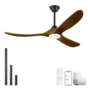 Wood Ceiling Fan with Light, WANGOFUN