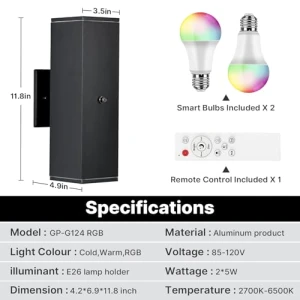 Outdoor Wall Lights 2 Pack, futxnziey