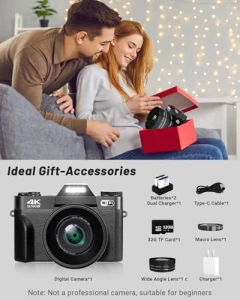 Digital Camera for Photography 4K 56MP Vlogging Camera, VJIANGER
