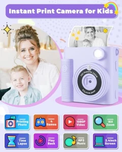 Instant Print Digital Camera for Kids, FKATEEN