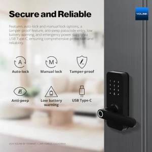 Smart Lever Lock with Fingerprint, Keypad, IC Card and App Control — Smart Lock, YoLink