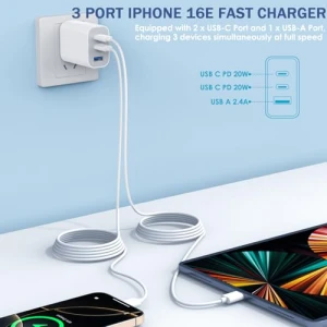 Fast Charging 3-Port USB C Charger Block with 10FT Cable — Power Bank, Shenzhen Jiaxingyuan Technology Co., Ltd.