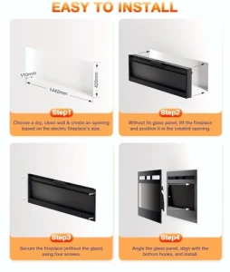 Wall Mounted Electric Fireplace Heater, VISVEIL