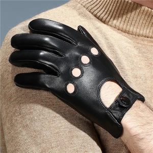 Retro Black Leather Driving Gloves, STYLECHASER