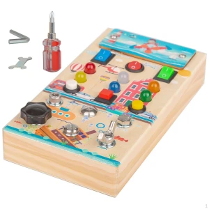 LED Busy Board Wooden Sensory Toy, Sewing