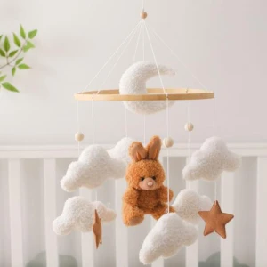 Mobile Bear Velvet Decor with Rotating Bell, kanyueliang