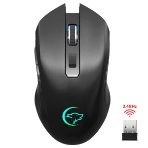 Wireless Mouse 2.4 GHz Rechargeable Silent Mouse with Colorful Light Effect, OFFICE-MALL