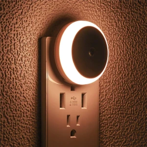Round Night Light with Plug-in Night Sensor, TOP-MALL-001