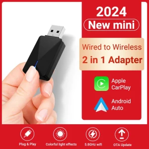 Wireless Mini Box 2-in-1 CarPlay Android Auto Adapter — Car Infotainment System, Dream Garage