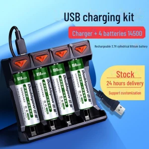Rechargeable 14500 Lithium Battery Set, Doublepow Battery