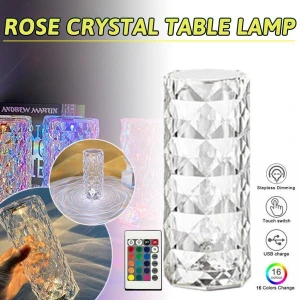 16-Color Touch Remote Control LED Crystal Table Lamp