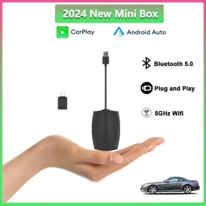 Mini Box with Wired Connection for Wireless CarPlay and Android Auto — Car Infotainment System, Reakosound