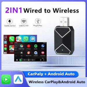 Mini Carplay Smart Box 2 in 1 Wireless CarPlay Android Auto Adapter Dongle — Car Infotainment System, Auto Accessories Home