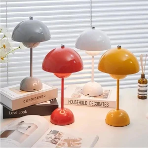 Rechargeable LED Mushroom Table Lamp, Elegant Living House