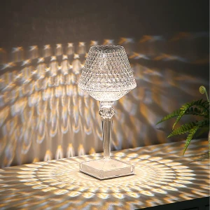 Decorative Touch-Sensitive Rechargeable Wireless Crystal Bedside Lamp, QIANBAIDI
