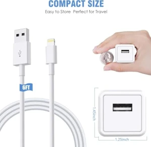 Fast Charging USB Wall Charger with Lightning Cable, Curvologys