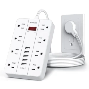 Flat Plug Extension Cord Surge Protector, HUNIAN