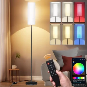 Modern LED Floor Lamp with Remote Control, Qaubauyt