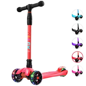 Kick Scooter with Light-Up Wheels and Adjustable Heights for Children, Allek