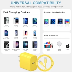 Fast Charging Wall Charger with 2 Pack 6FT Cable, Novobit