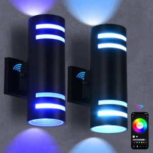 Smart Color Changing Outdoor Wall Sconce, futxnziey