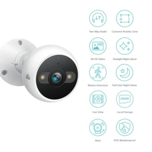 Smart 2K QHD Security Camera Outdoor Wired — Security Camera, TP-Link