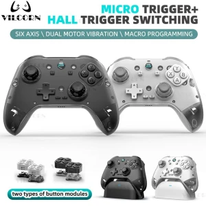 Wireless Gaming Controller with Six-Axis Gyroscope and Hall Sensor, VILCORN