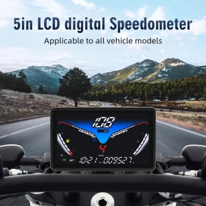 Universal Digital Speedometer LCD RPM Tacho Oil Gauge Water Temp Gear LED Indicator, Dream Garage