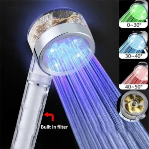 LED Temperature Sensing Shower Head with Filter, DC-HOME-4