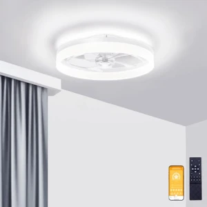 Low Profile Ceiling Fan with Lights and Remote, VOLISUN