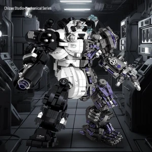 Hardcore Industrial Style Cyberpunk Panda Robot Building Blocks Toy, Super Go