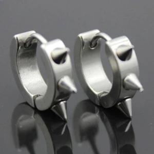 Smart Punk Gothic Stainless Steel Hoop Stud Earrings, AVE