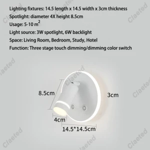 Tricolor LED Touch Bedside Lamp, Binchi Lighting Appliances