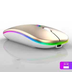 Wireless Mouse with RGB LED Backlight, Meiteai-All