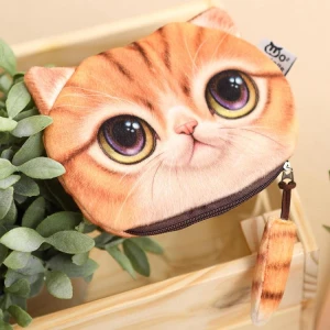 3D Cat Head Plush Coin Purse with Tail, AI Supermarket