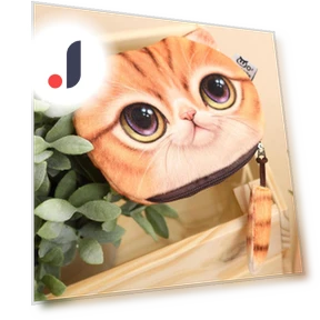 3D Cat Head Plush Coin Purse with Tail — Pillows, AI Supermarket